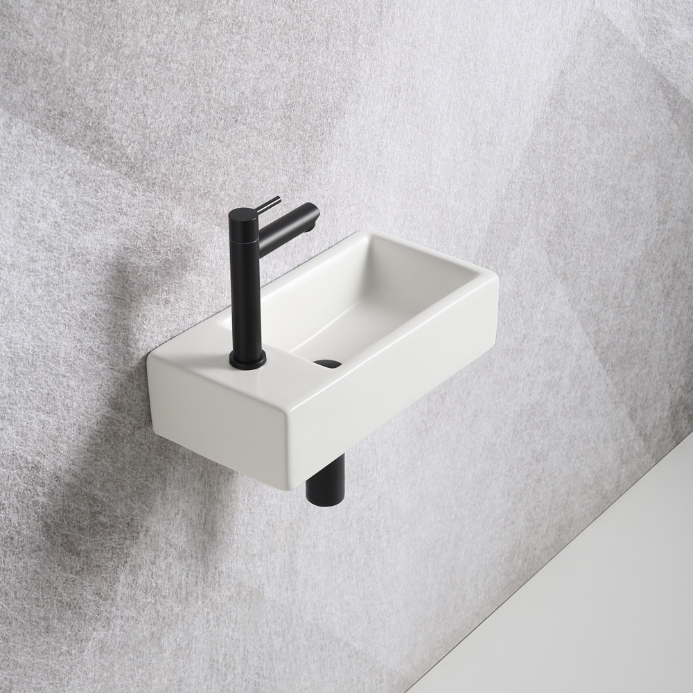 Smash Ontkennen Creatie Fontein Mia 40.5x20x10.5cm mat wit inclusief afvoerplug links - Voordelig  Design Sanitair