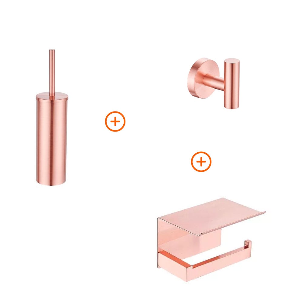 Geneigd zijn blik Antecedent Toilet accessoires set Mat rose goud exclusief - Voordelig Design Sanitair