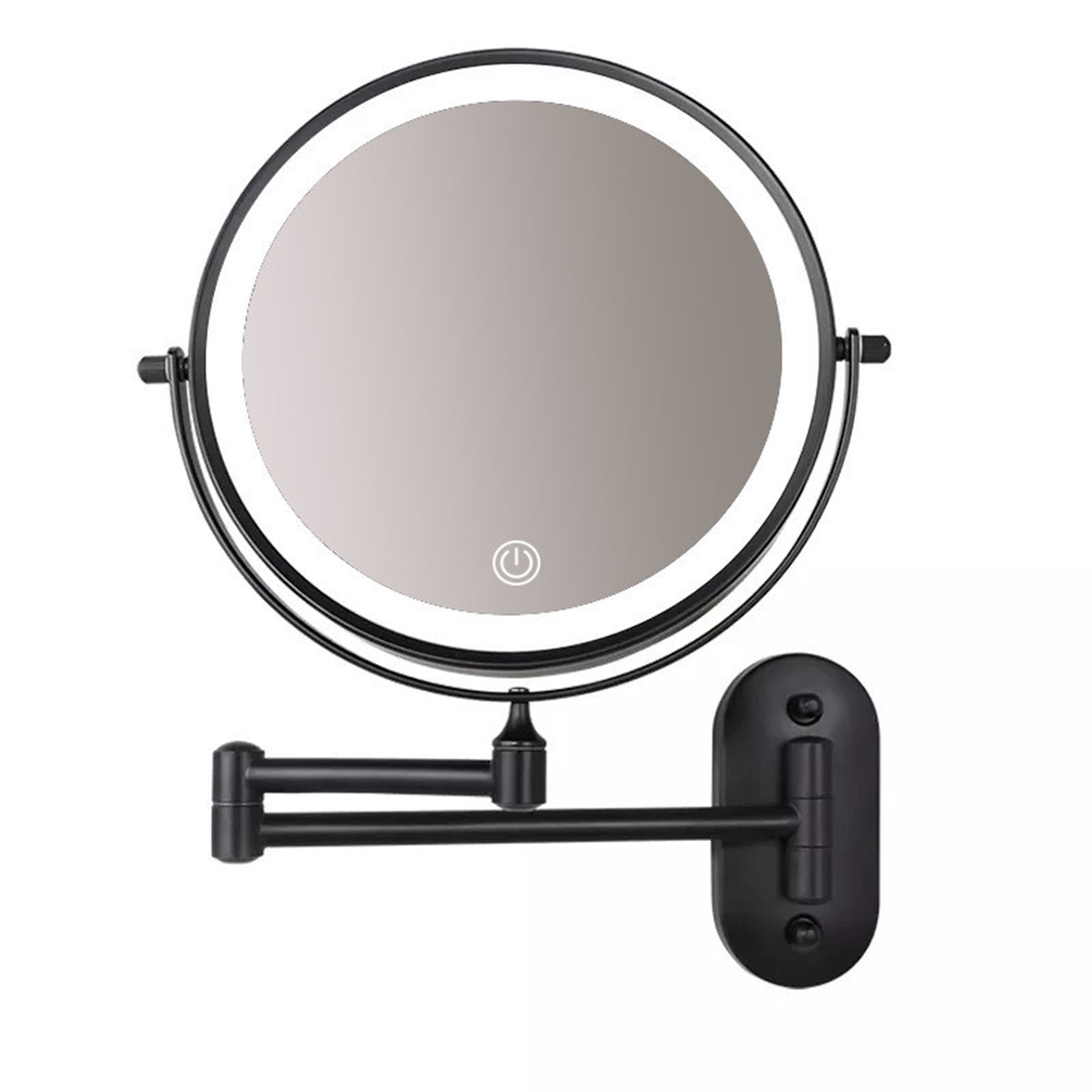 bijl nauwelijks Pence Make-up spiegel wand 10x vergrotend met dimbare LED verlichting mat zwart -  Voordelig Design Sanitair