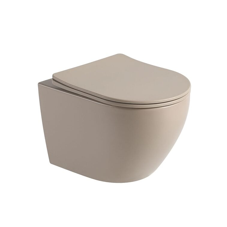 voorkomen Nachtvlek Ordelijk Hangend toilet Pietro randloos inclusief softclose zitting mat beige  49x37x37cm - Voordelig Design Sanitair