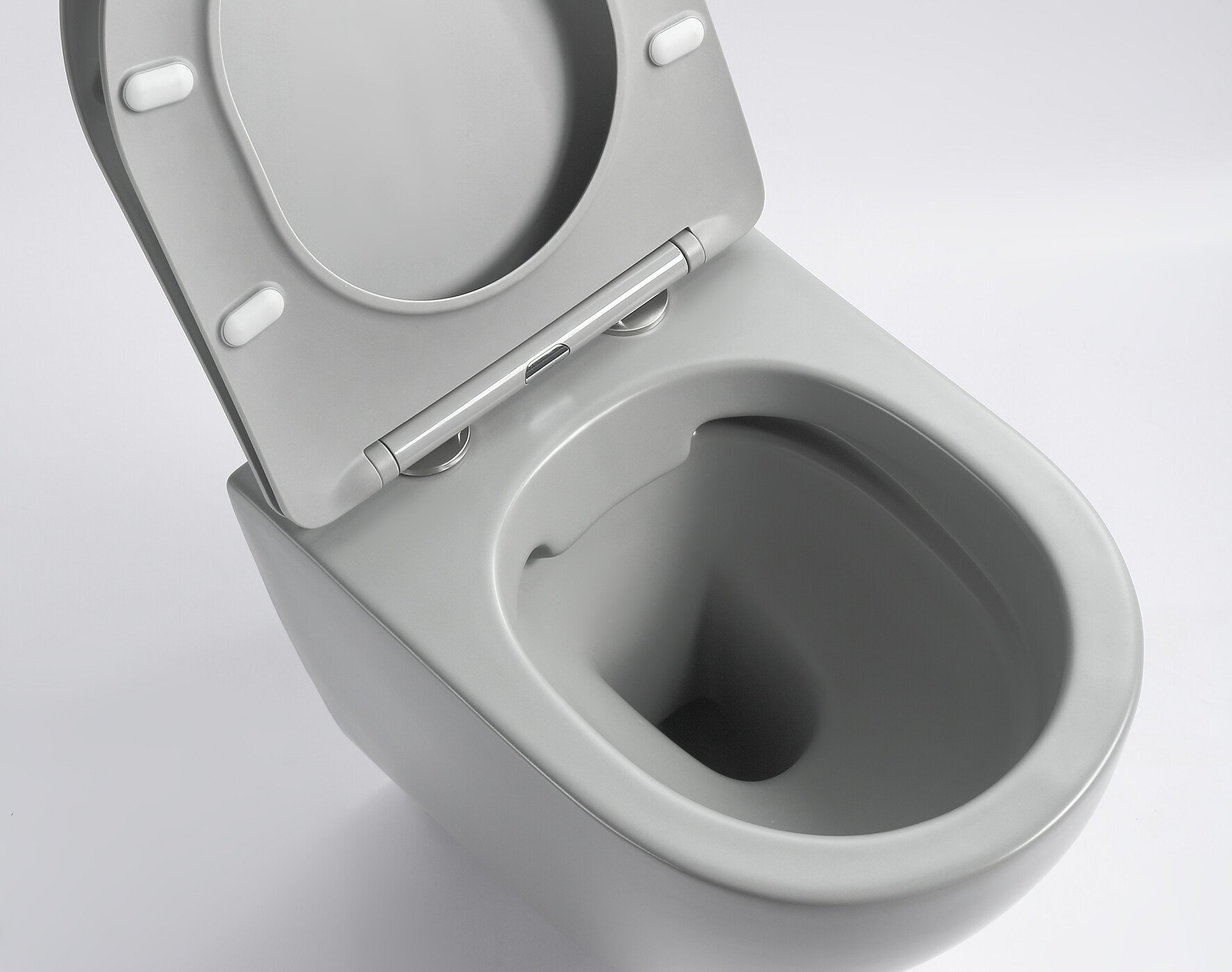 enkel Heerlijk Clam Hangend toilet Pietro randloos inclusief softclose zitting mat grijs  49x37x37cm - Voordelig Design Sanitair