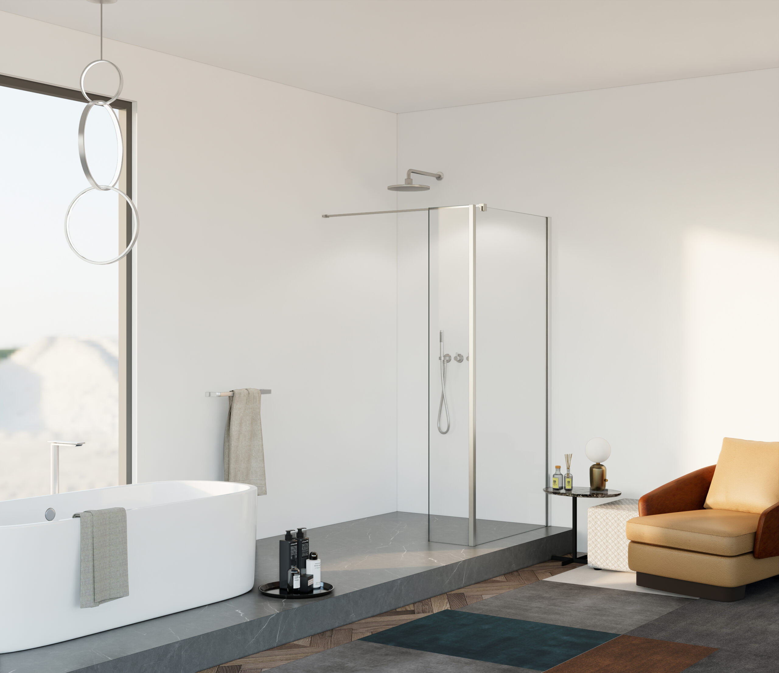 afdrijven pot huiselijk Douchewand met zijwand Silvo Helder glas Chroom - Voordelig Design Sanitair