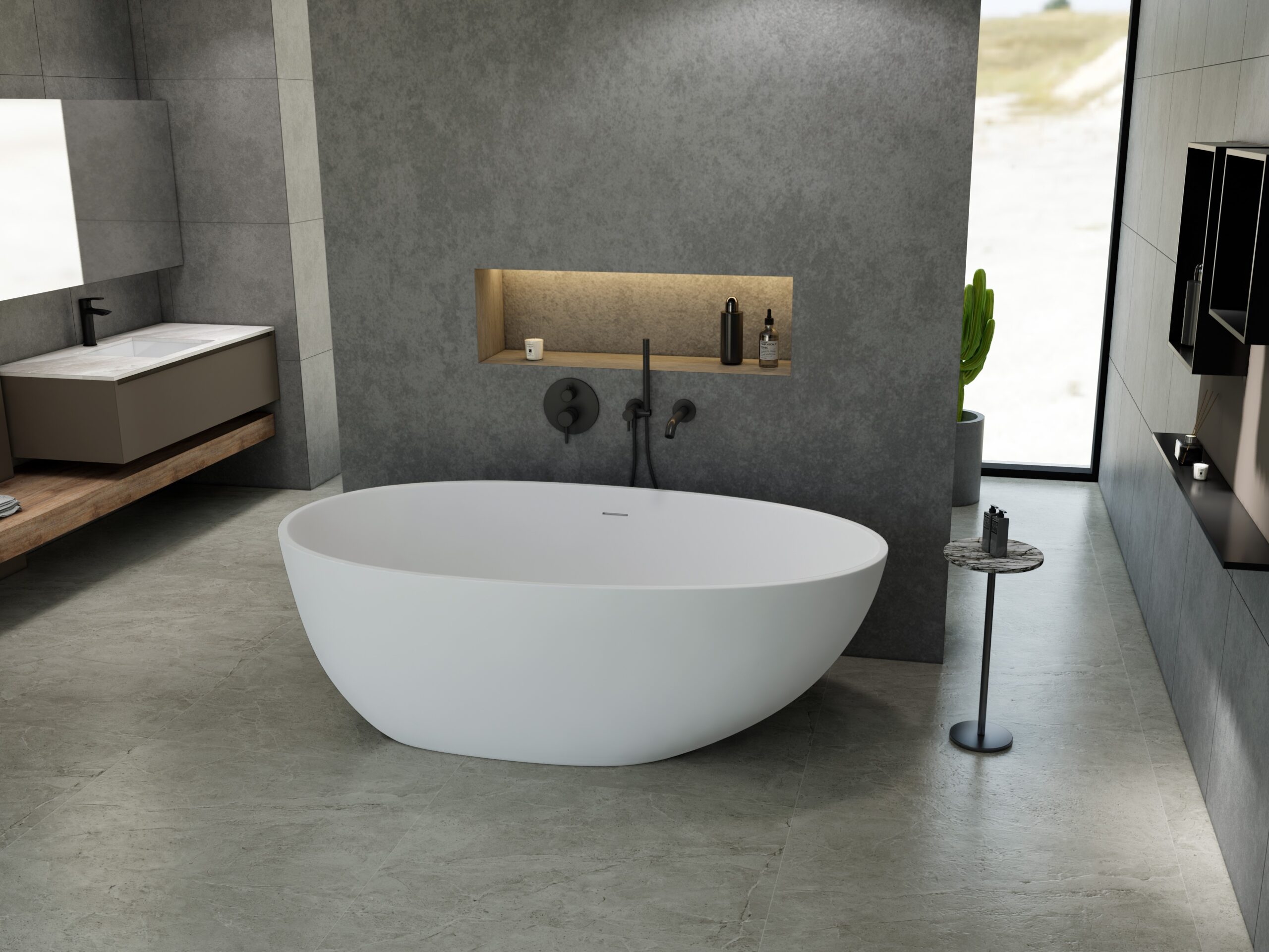 Surface Davide vrijstaand bad mat wit massief - Voordelig Design Sanitair