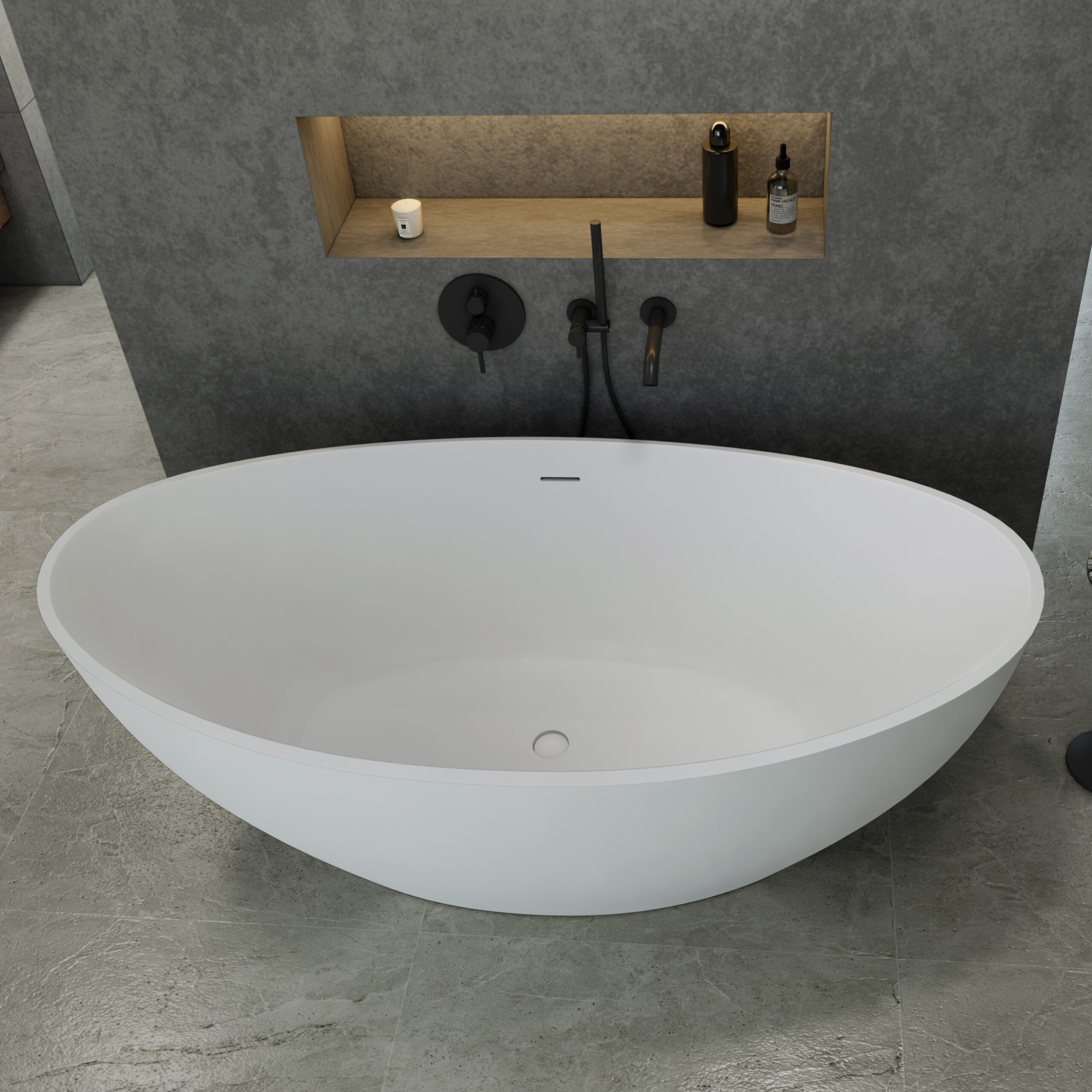Nauwkeurig acre ethiek Solid Surface Davina vrijstaand bad 180x90x62cm mat wit massief - Voordelig  Design Sanitair