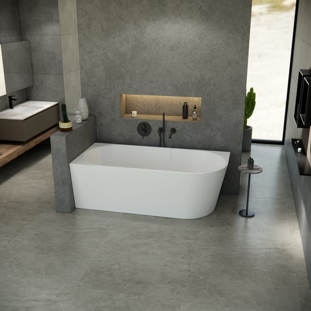 Oraal Uitvoerder Dek de tafel Vrijstaand bad Luciano hoekbad 170x80x58cm mat wit acryl links - Voordelig  Design Sanitair