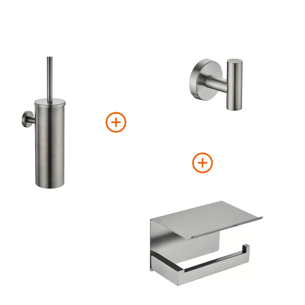 middelen schoonmaken Kaliber Toilet accessoires set Gun metal design - Voordelig Design Sanitair