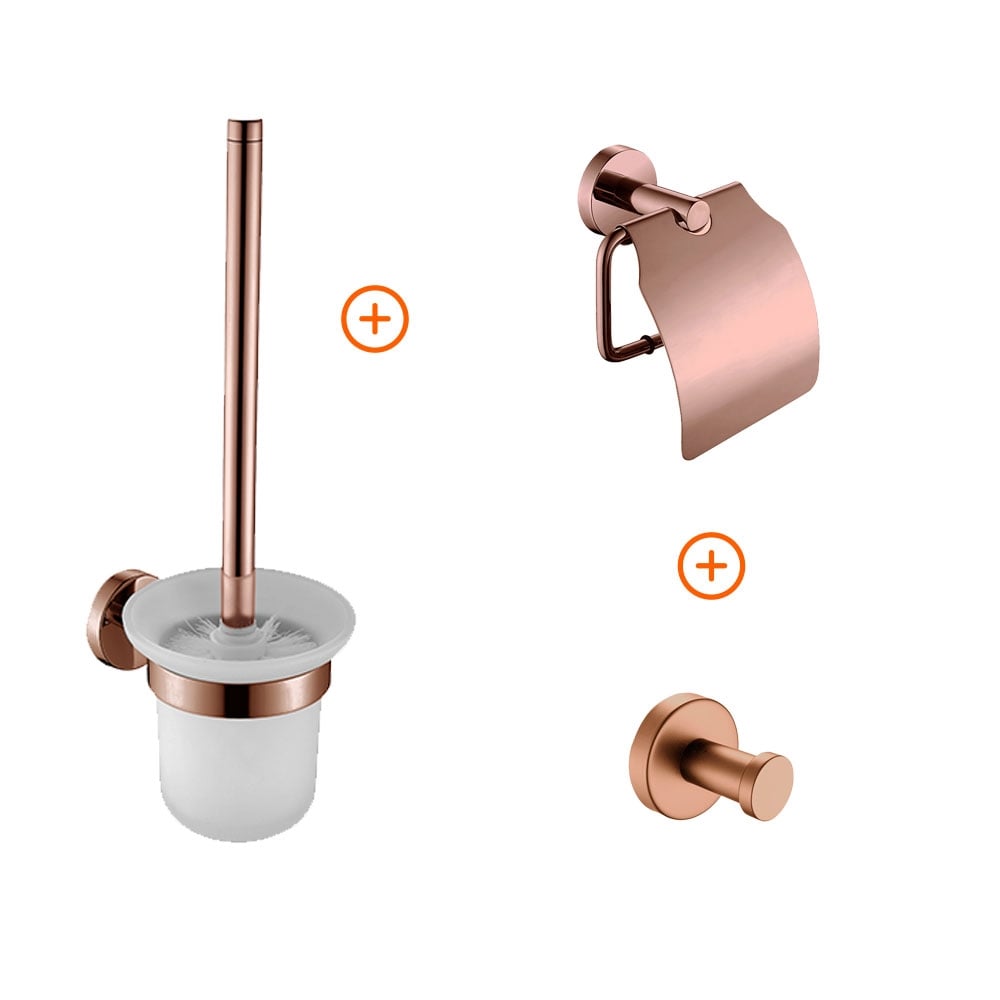 Toevoeging Ondergedompeld comfort Toilet accessoires set Copper rond - Voordelig Design Sanitair